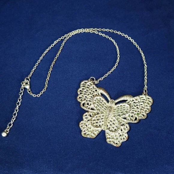 Large Butterfly Statement Filagree Necklace - Picture 5 of 12